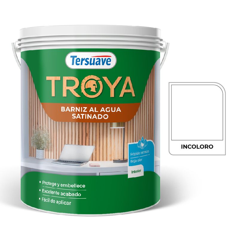 TROYA BARNIZ AL AGUA BRILLANTE INCOLORO 4L