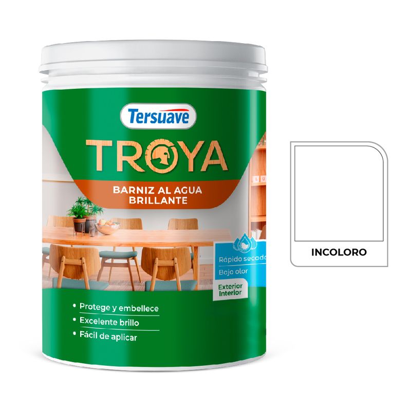 TROYA BARNIZ AL AGUA BRILLANTE INCOLORO 1L